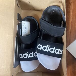 adidas unisex adult Adilette Sandal, Core Black/White/Core Black,